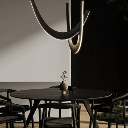 U-Shaped Wooden LED Pendant Light for Modern Home Lighting and Decor