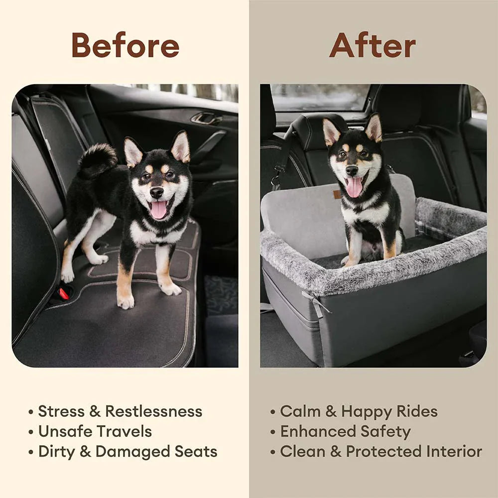 All-Season Dog Car Seat Bed for Travel Safety - Pet Booster Seat