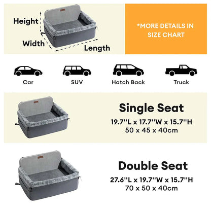 All-Season Dog Car Seat Bed for Travel Safety - Pet Booster Seat