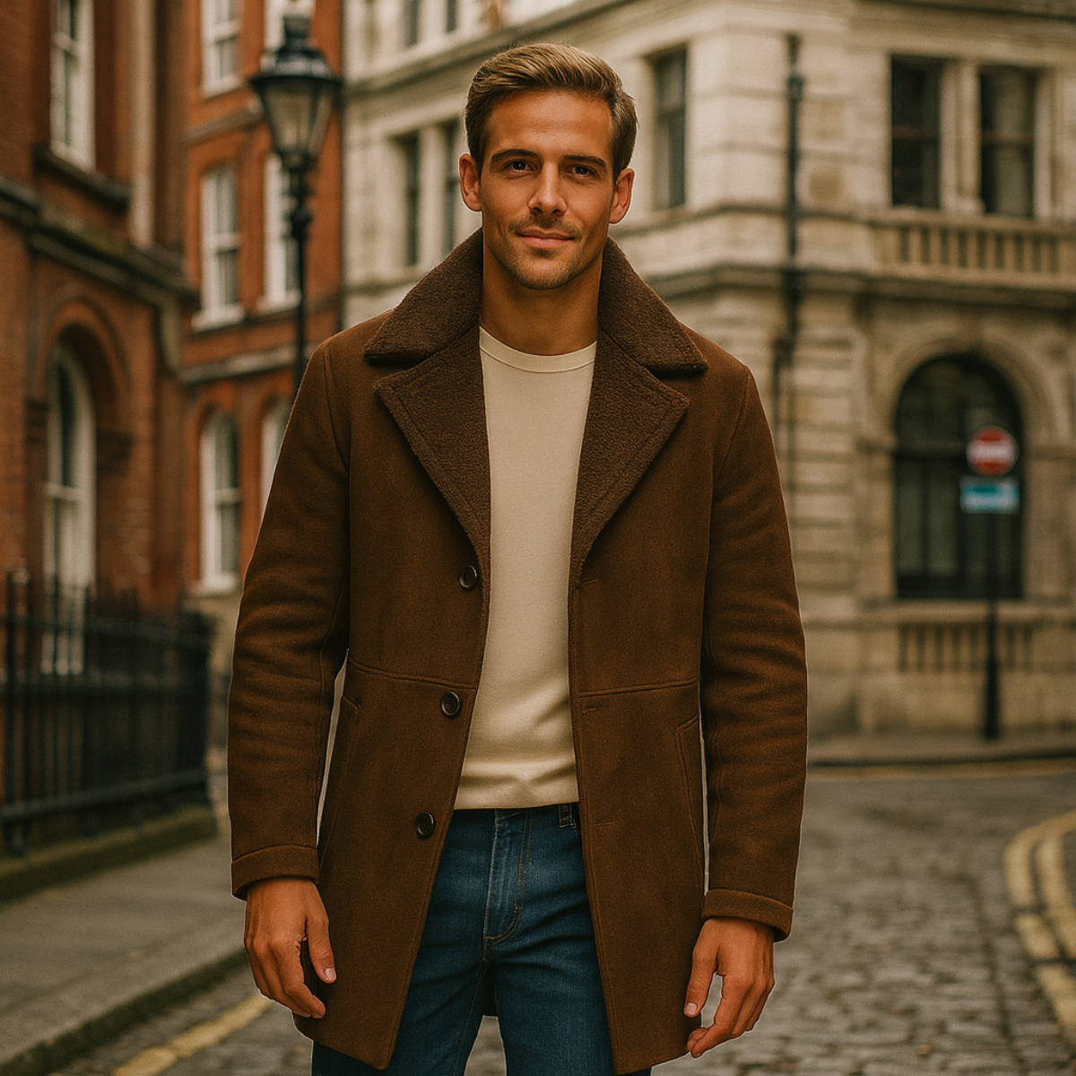 Le Aspen Lammfellmantel – Manteau d'hiver classique pour hommes