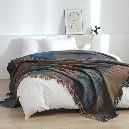 Boho Mandala Tassel Throw Blanket for Cozy Home Decor