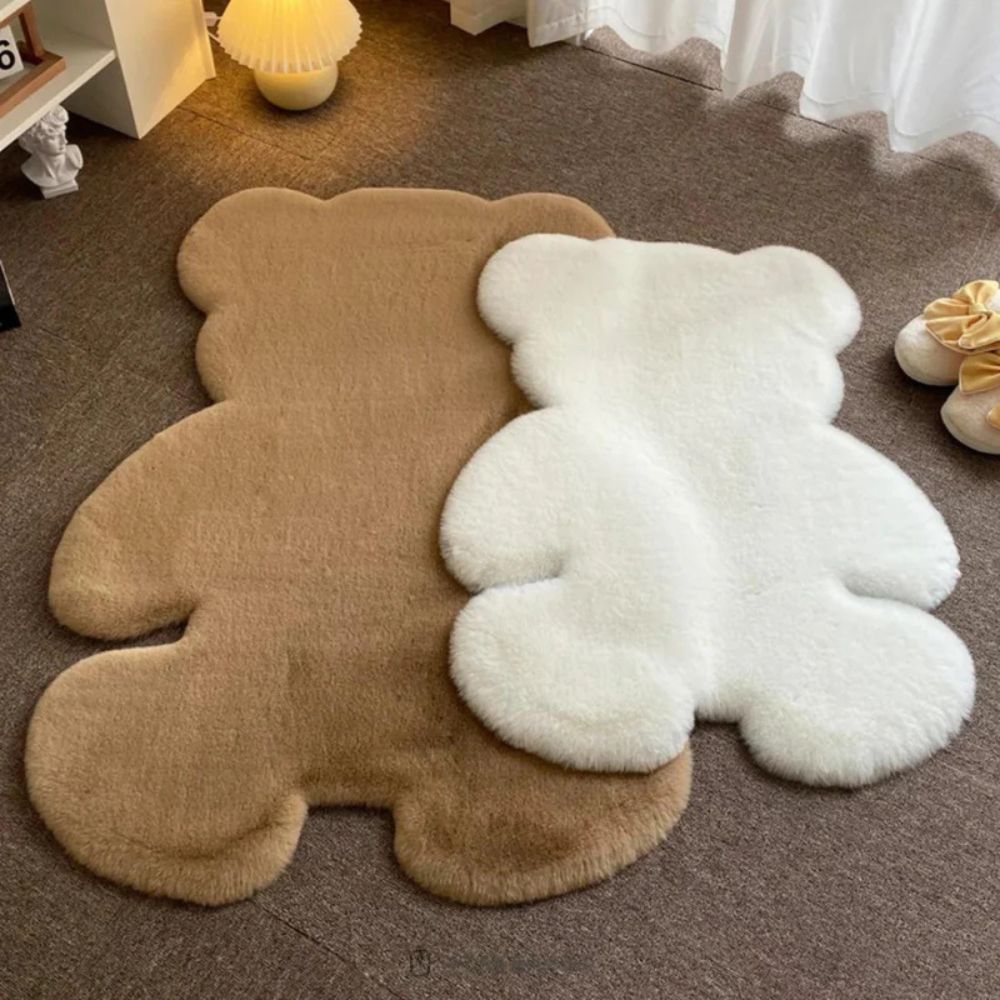 Tapis en peluche douce avec ours en peluche pour la décoration de la chambre d'enfant