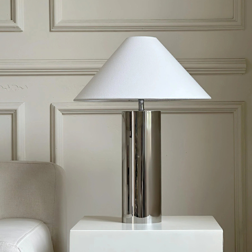 Lampe de table moderne en acier inoxydable pour salon, chambre et bureau