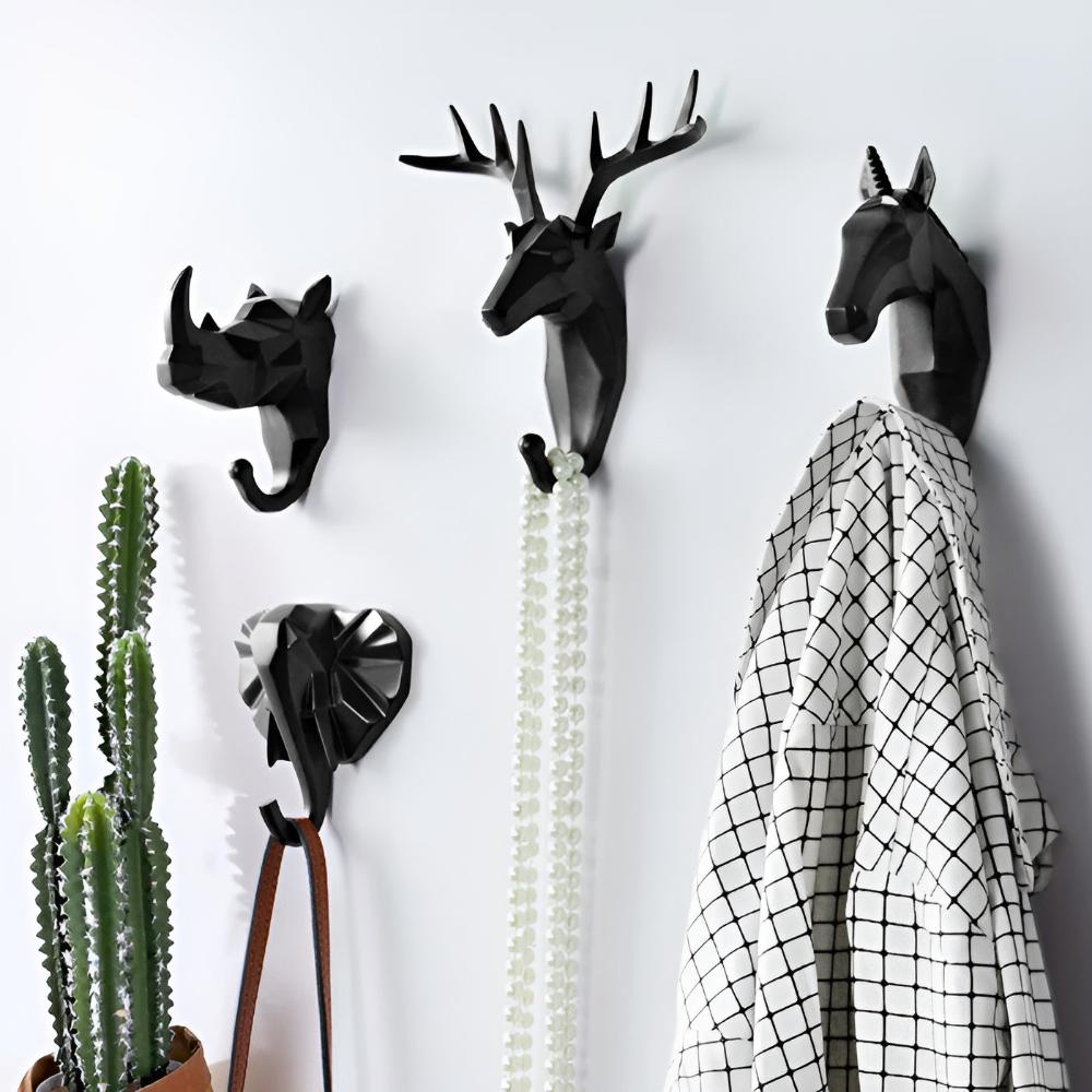 Wall-Mounted Animal Head Key Holder Rack for Home Decor