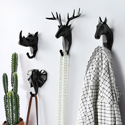 Wall-Mounted Animal Head Key Holder Rack for Home Decor