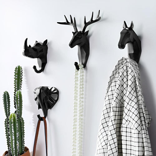 Wall-Mounted Animal Head Key Holder Rack for Home Decor