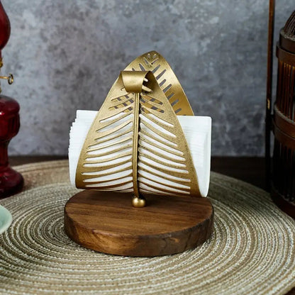 Porte-mouchoirs décoratif en fer forgé en forme de feuille pour la maison et le bureau