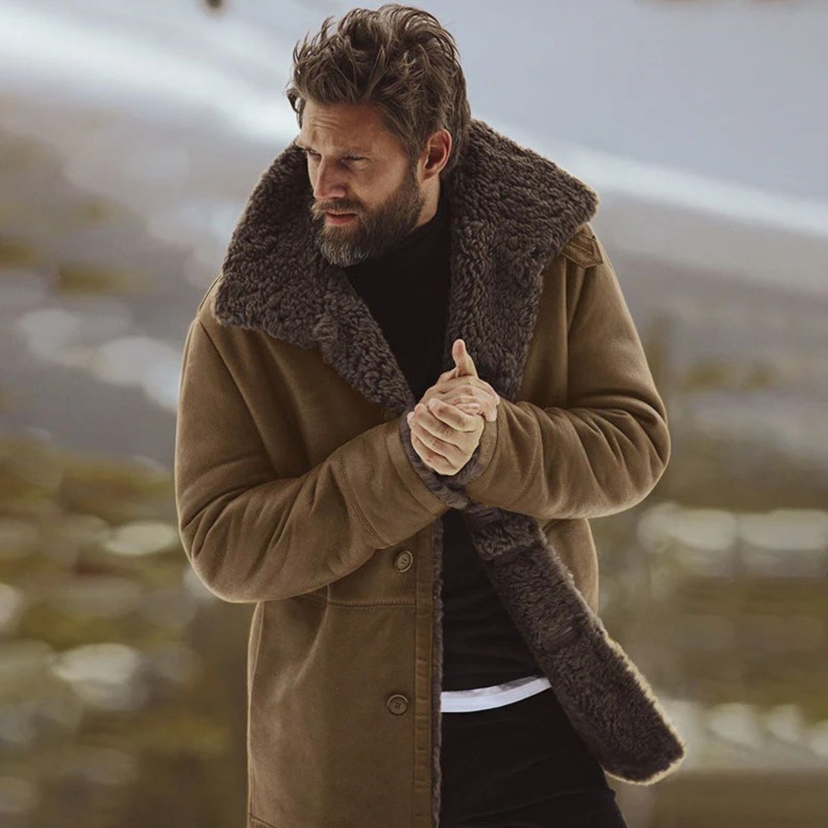 Le Aspen Lammfellmantel – Manteau d'hiver classique pour hommes
