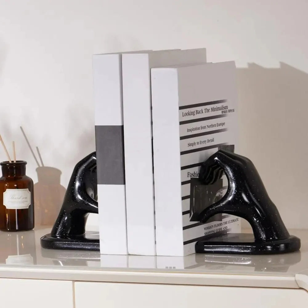 Amora Resin Bookends - Decorative Love Gesture Bookends for Home Decor