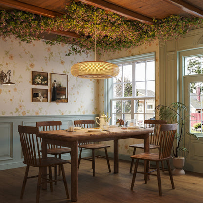 Plafonnier en rotin de bambou de style japonais – Montage encastré ou suspendu