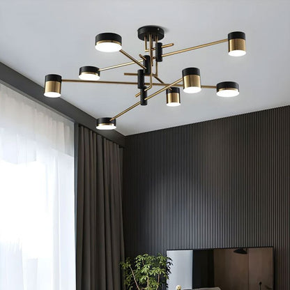 Plafonnier moderne noir et or avec lampes LED pour décoration de maison de style