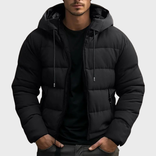 Herren Kapuzen-Pufferjacke – Manteau d'hiver plus chaud avec polaire isolante