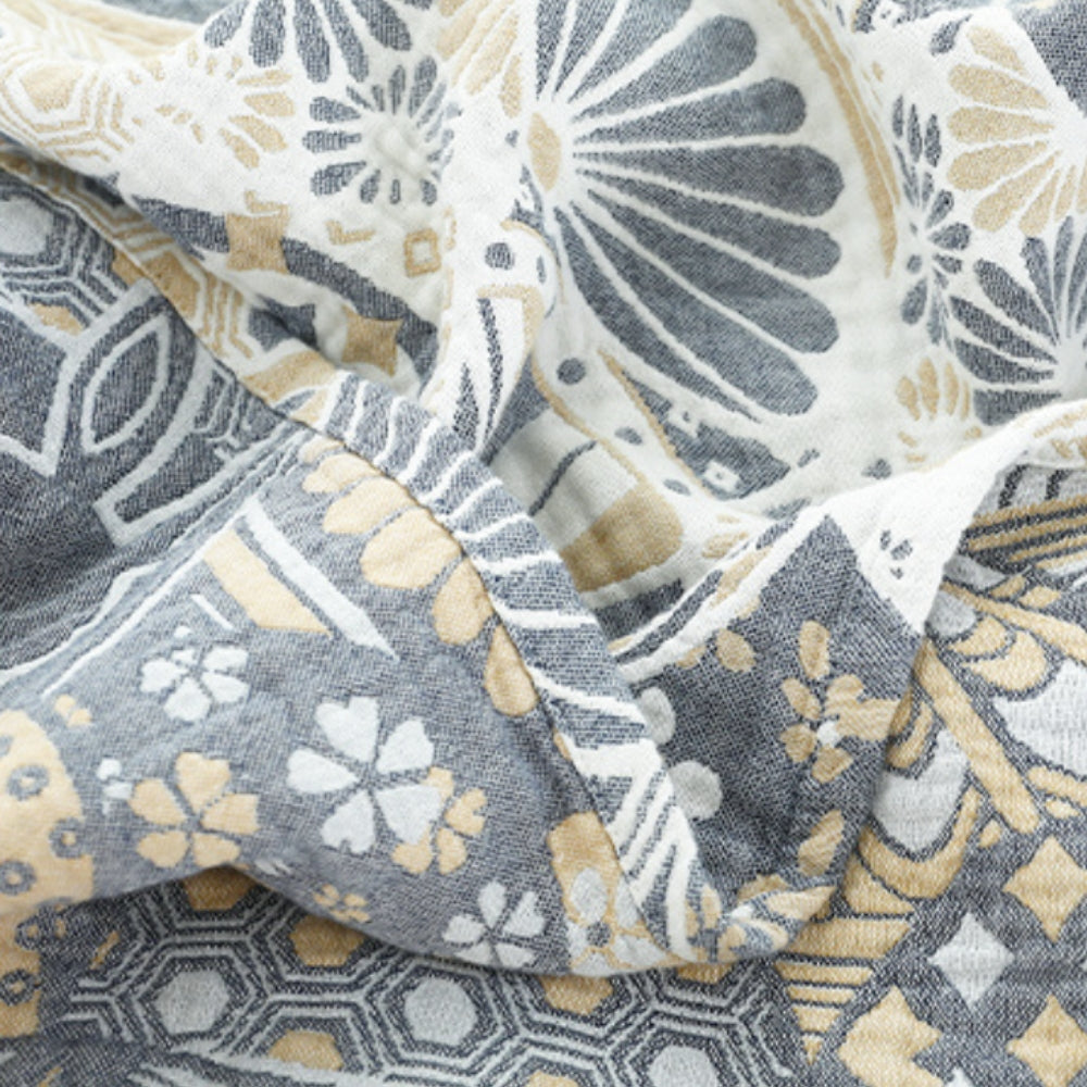 Cozy Four-Layer Cotton Throw Blanket for Home & Travel Comfort