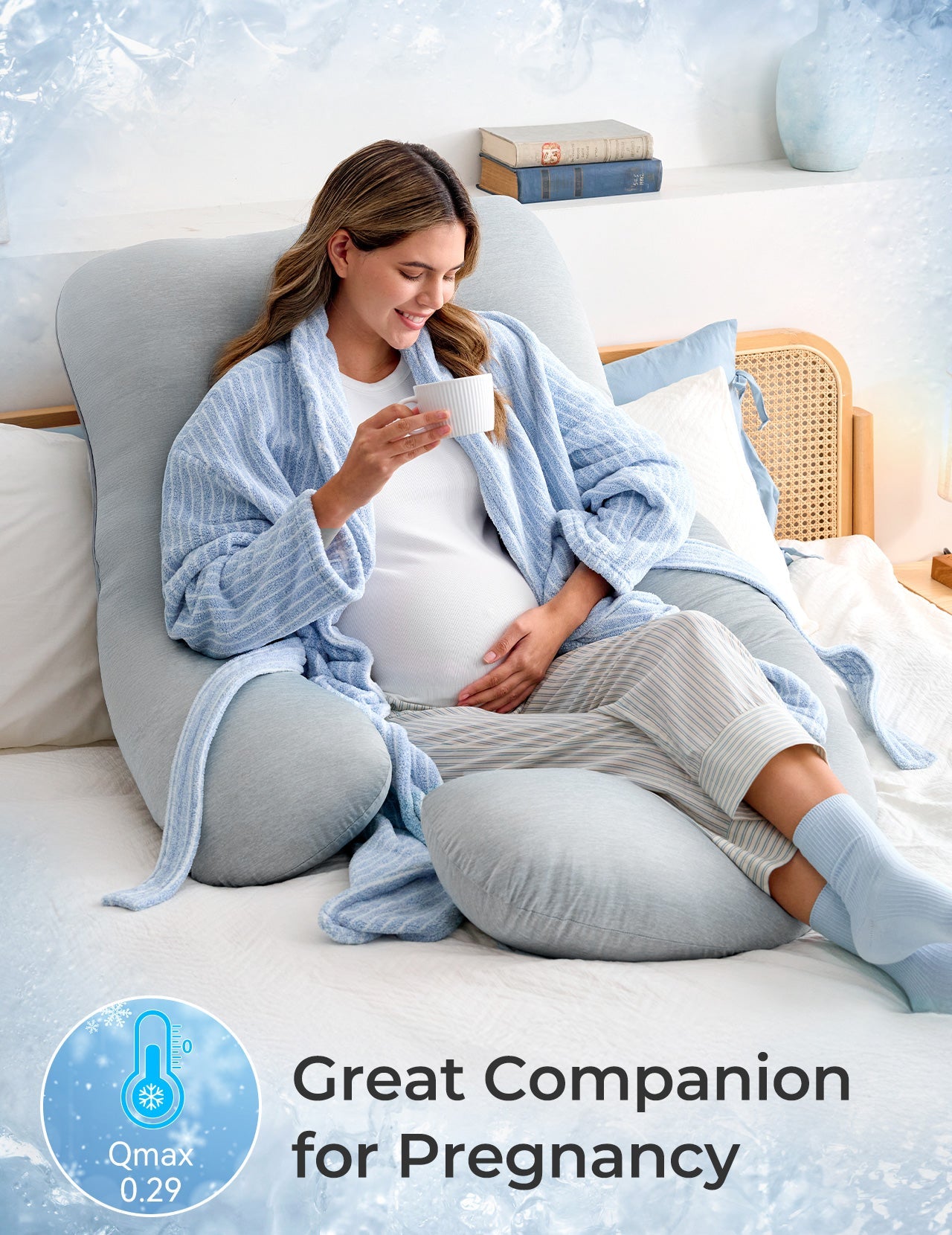 U Shaped Pregnancy Pillow for Comfort and Support - Cooling Fabric for Expecting Mothers