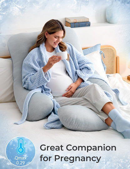 U Shaped Pregnancy Pillow for Comfort and Support - Cooling Fabric for Expecting Mothers