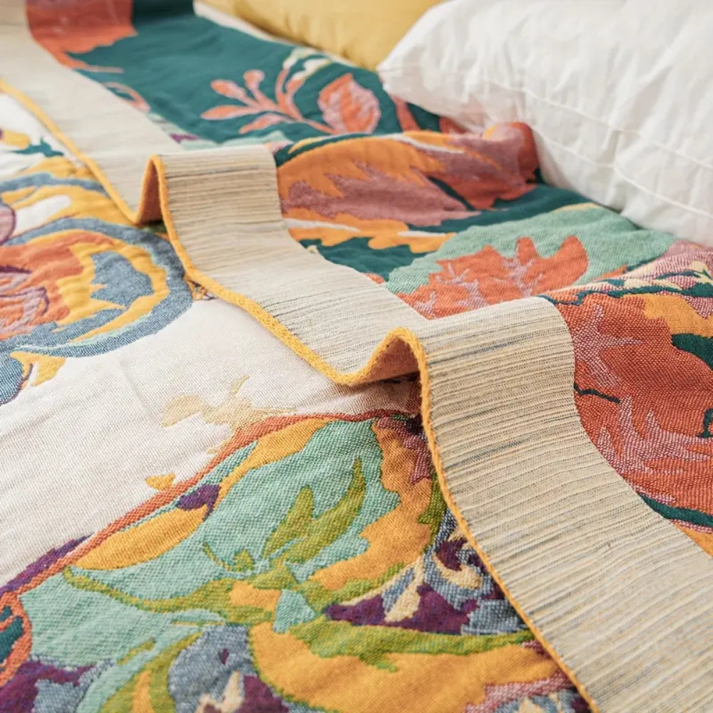 Cozy Sienna Floral Cotton Throw Blanket for Home Decor & Comfort