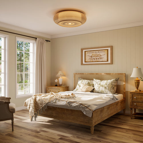 Japanse Stijl Bamboe Rieten Plafondlamp – Plafondmontage de Hanglamp