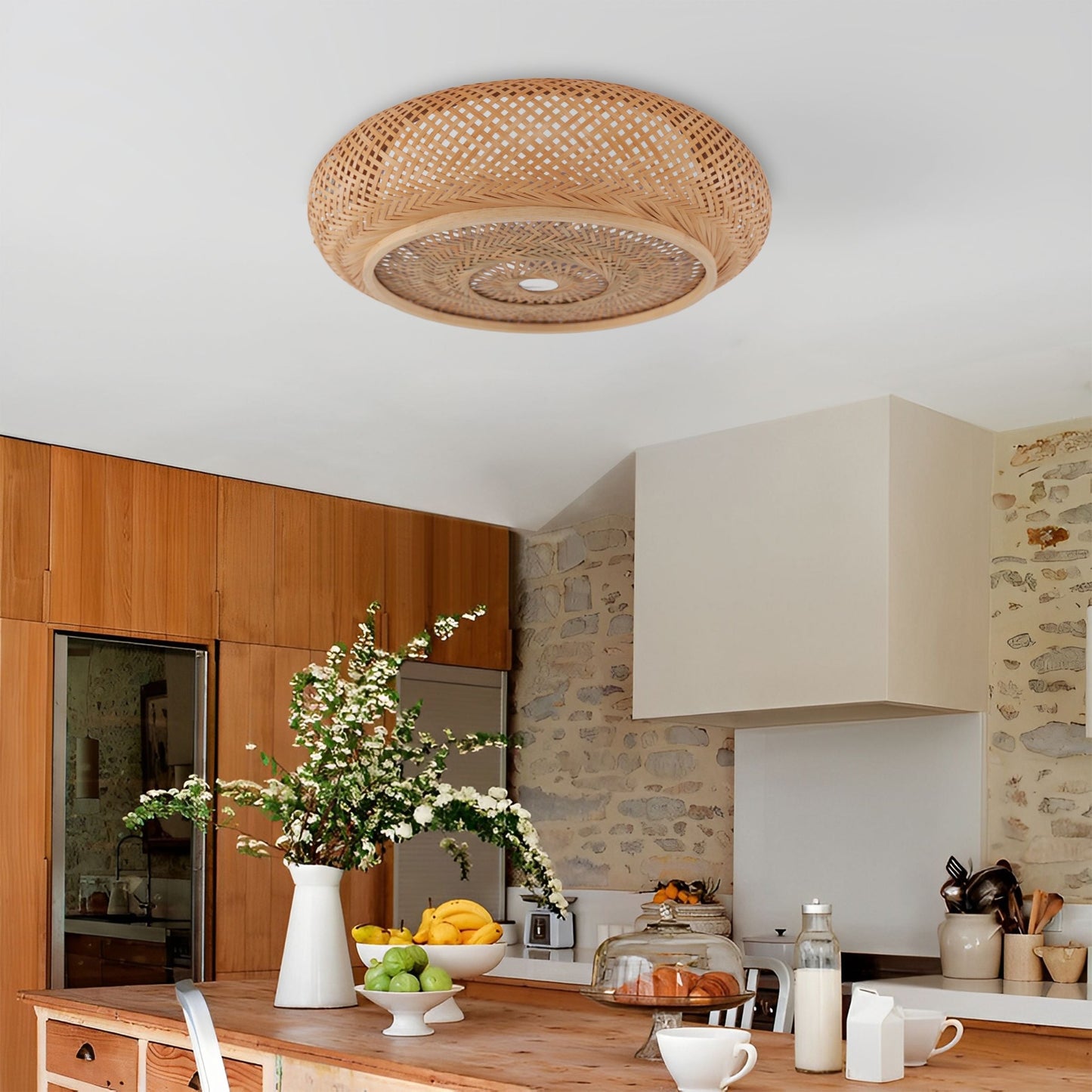 Japanse Stijl Bamboe Rieten Plafondlamp – Plafondmontage de Hanglamp