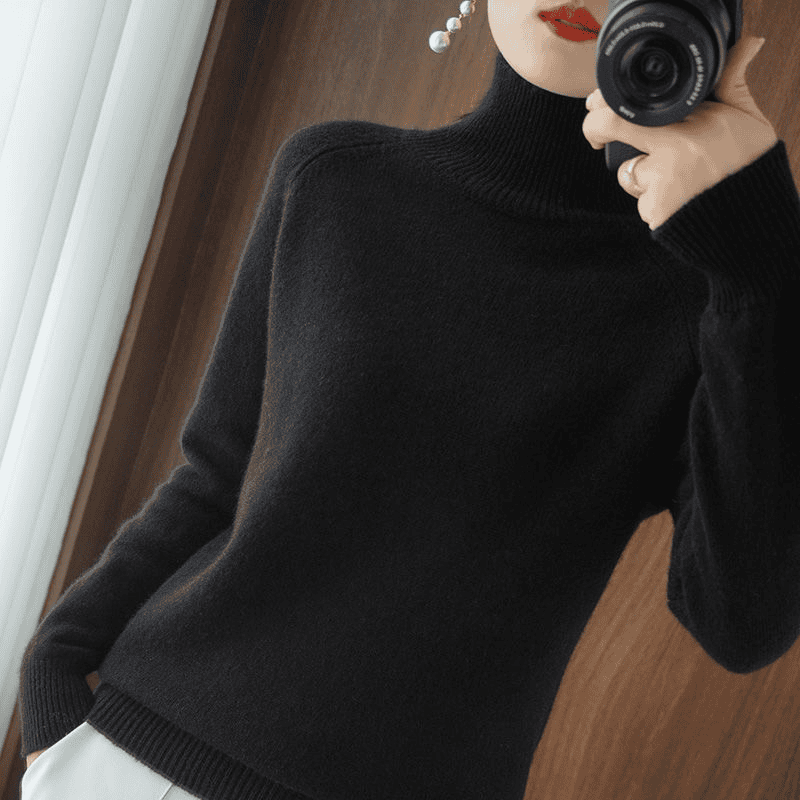 Dames Roll Neck Trui – Warme Chunky Brei pour l'hiver