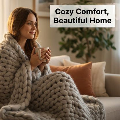 Chunky Strickdecke - Weiches Material - Dekoratives Design