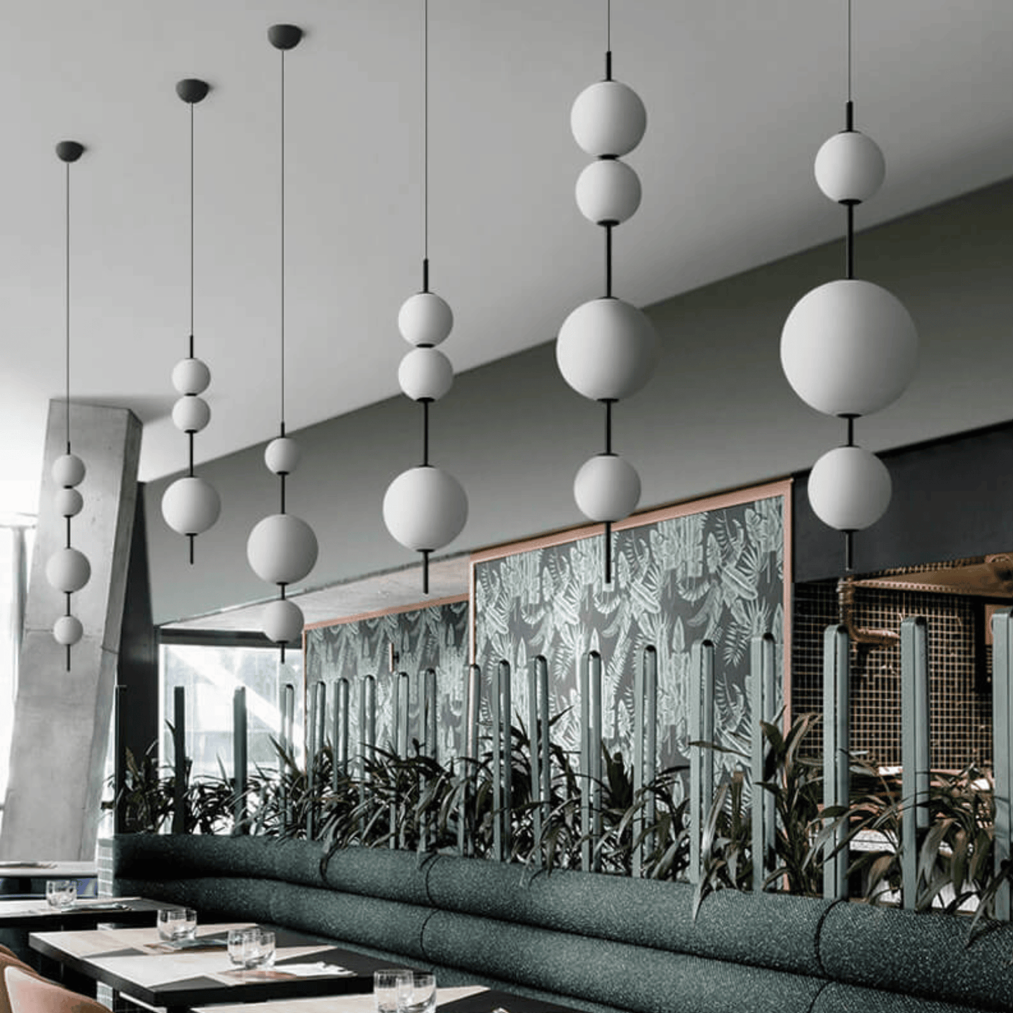 Suspension moderne en verre blanc avec boule pour la décoration de la maison, de la cuisine ou du salon