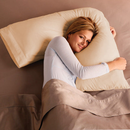 V Shaped Pillow with Case - Extra Filled Neck Support for Pregnancy, Nursing & Orthopedic Comfort