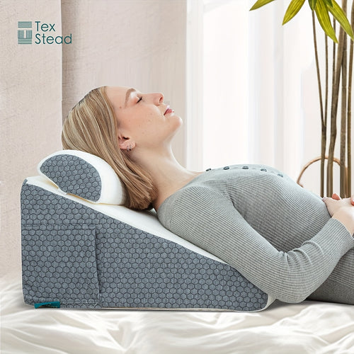 Wedge Pillow for Side Sleepers – Triangle Neck Support, Pregnancy Cushion, Bed Elevation, Soft Comfort