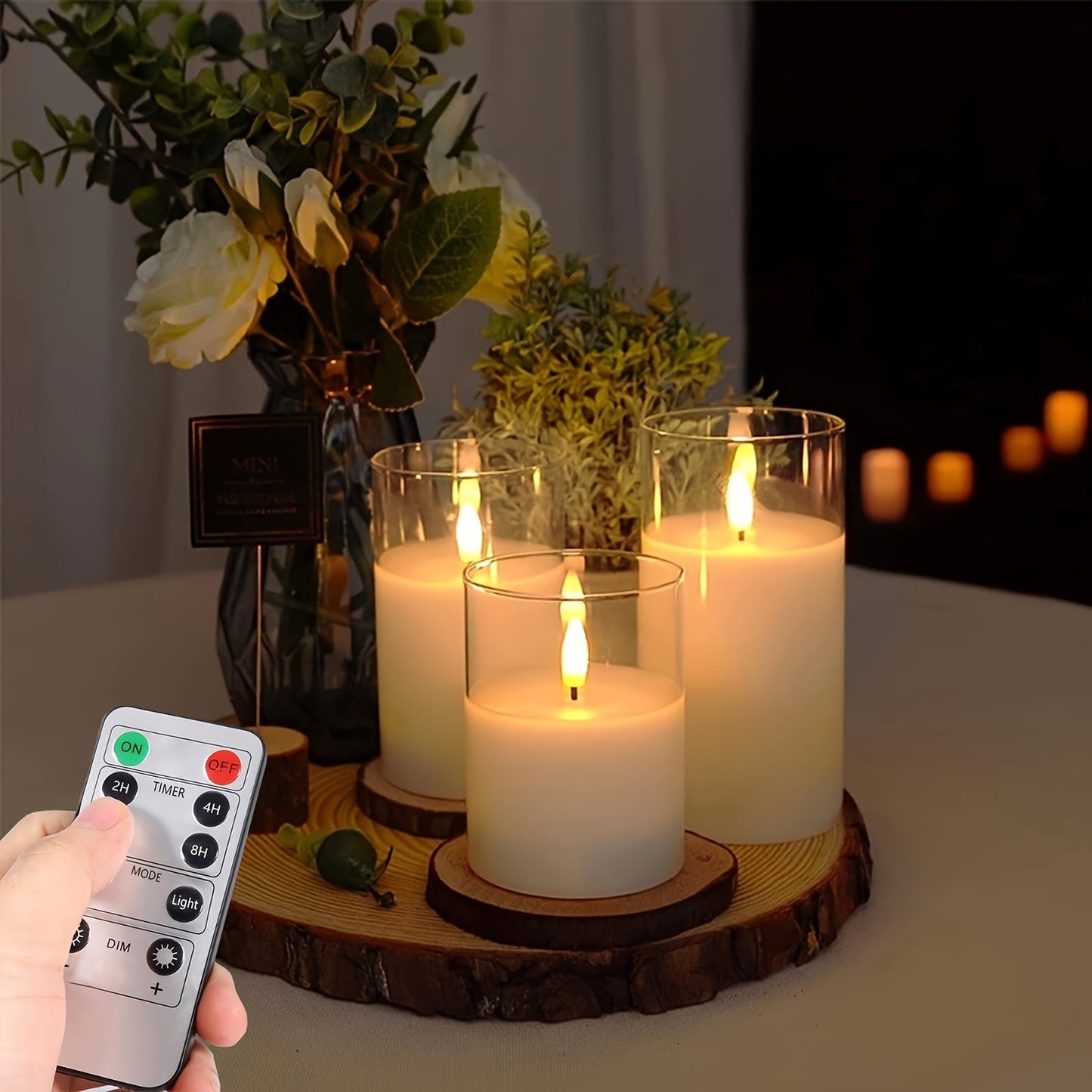 Ensemble chauffe-bougies télécommandé - Bougies LED à piles avec minuterie et télécommande pour la décoration intérieure