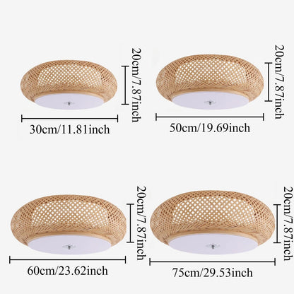Plafonnier en bambou tissé à la main – Luminaire LED de style zen pour la décoration intérieure