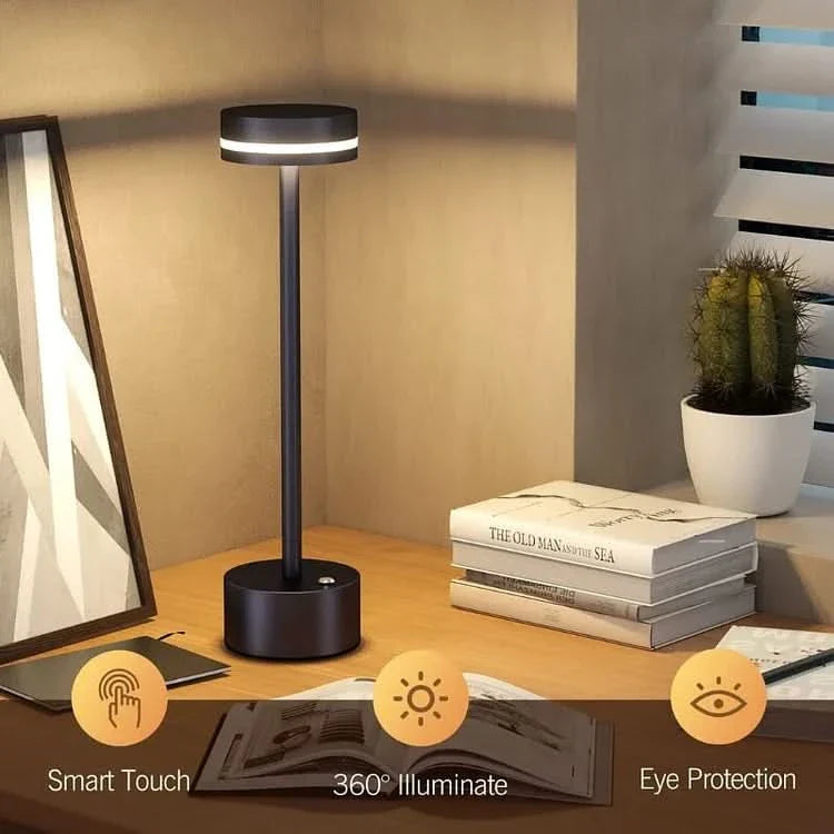 Lampe de table LED rechargeable - Design moderne sans fil en aluminium