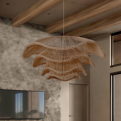 Multi-Tiered Rattan Ceiling Light Pendant Lamp for Home Decor