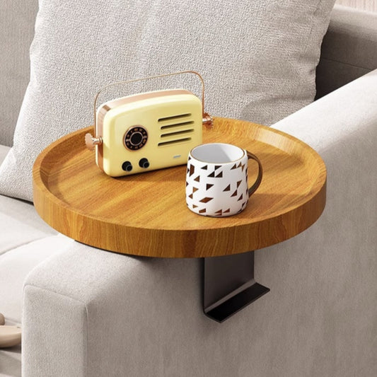 Walnut Sofa Armrest Tray Table for Drinks and Snacks