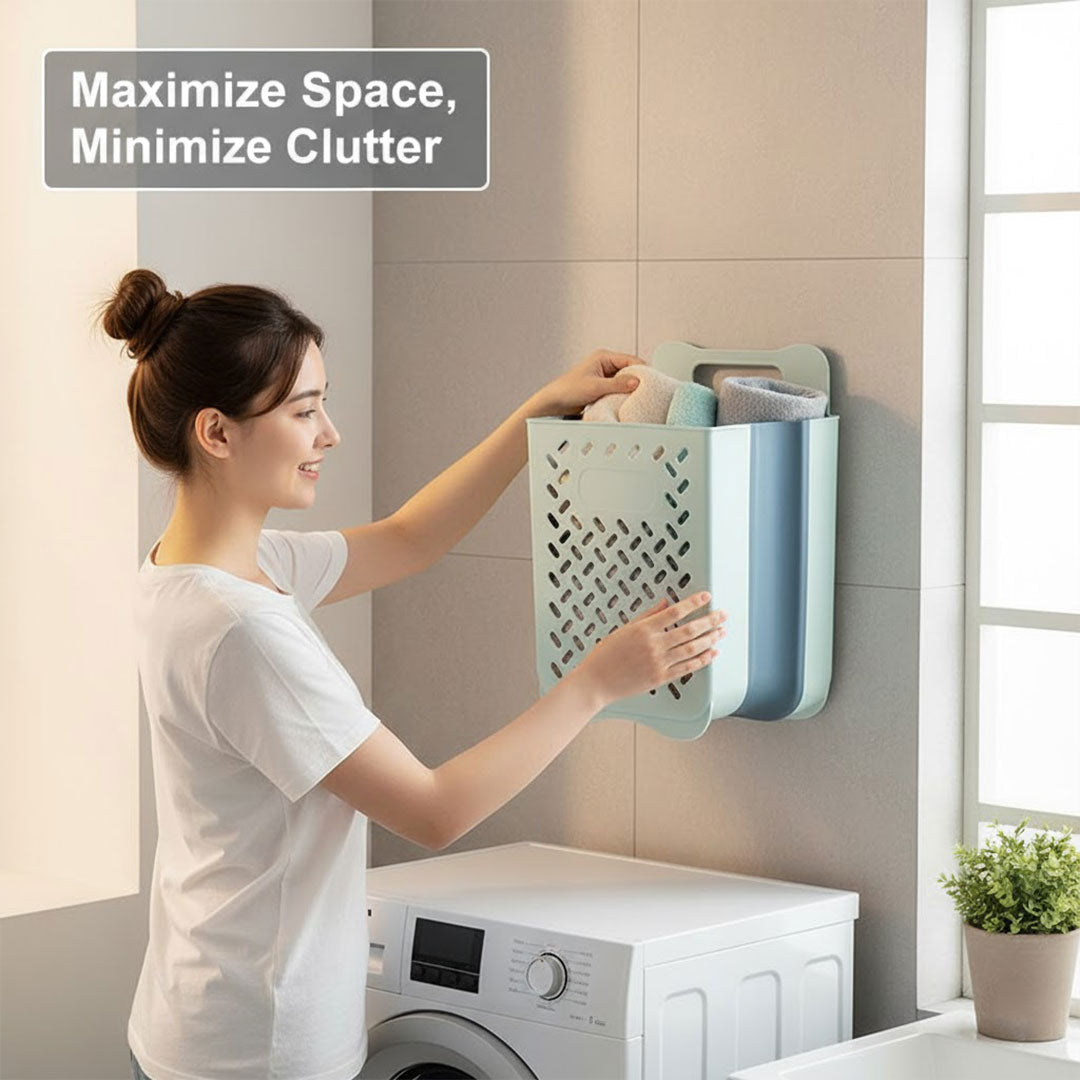 Wandmontierter Wäschekorb – Faltbares Design – Mesh-Bau