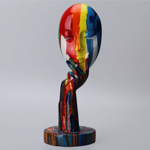 Colorful Female Thinker Art Sculpture - Modern Home Decor Accent