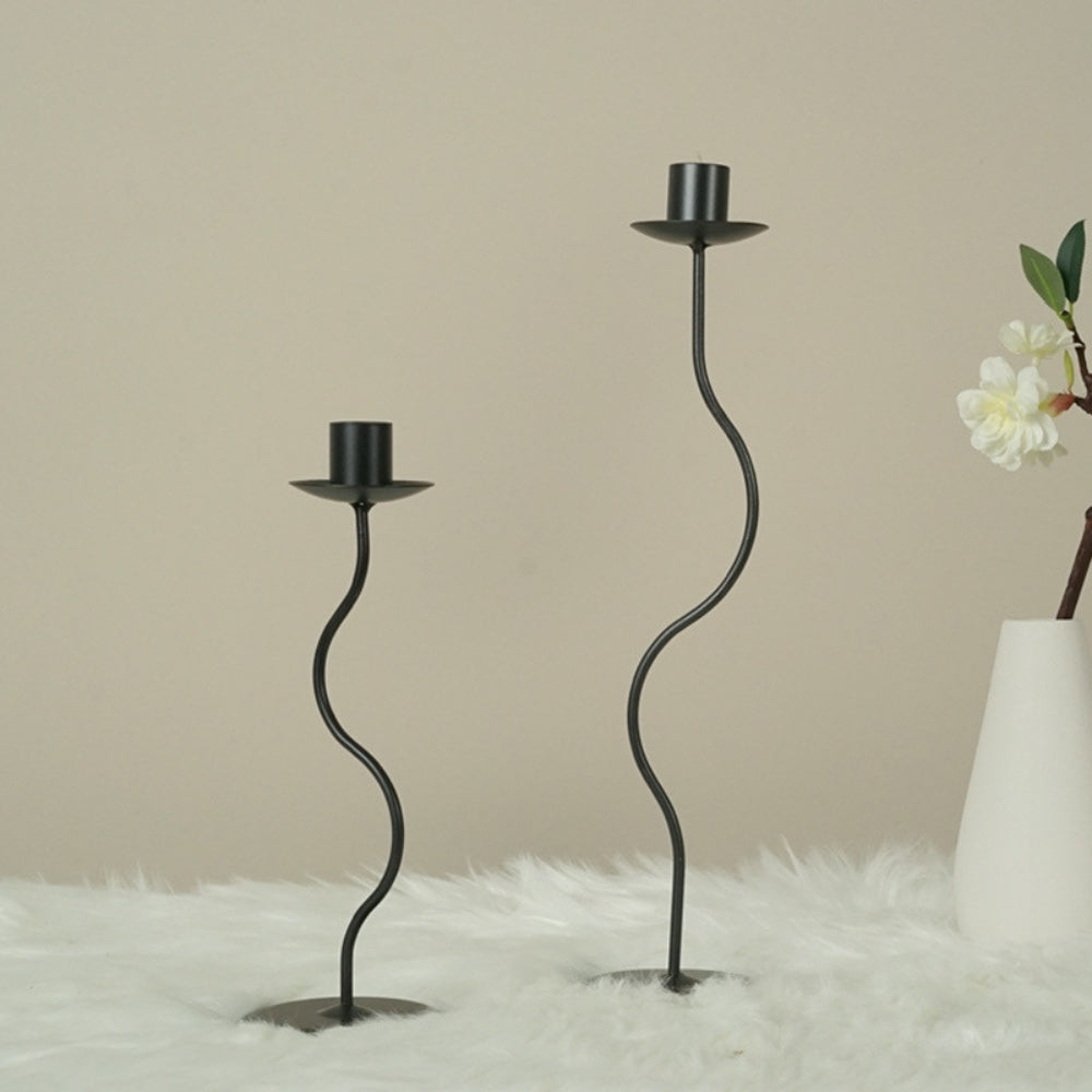 Wavy Iron Candle Holder for Home Decor - Sculpted Design