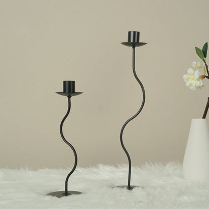 Wavy Iron Candle Holder for Home Decor - Sculpted Design