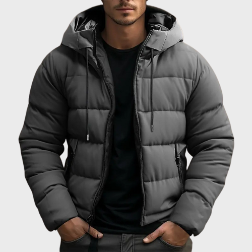 Herren Kapuzen-Pufferjacke – Manteau d'hiver plus chaud avec polaire isolante