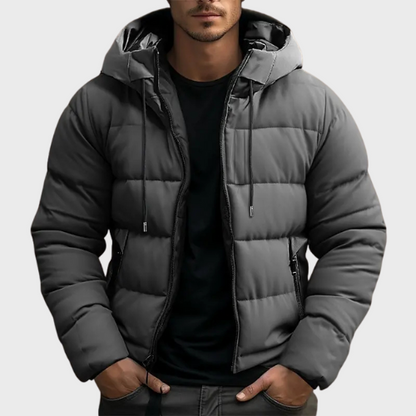 Herren Kapuzen-Pufferjacke – Manteau d'hiver plus chaud avec polaire isolante