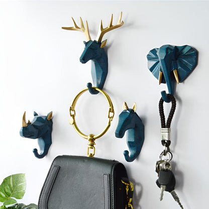 Wall-Mounted Animal Head Key Holder Rack for Home Decor