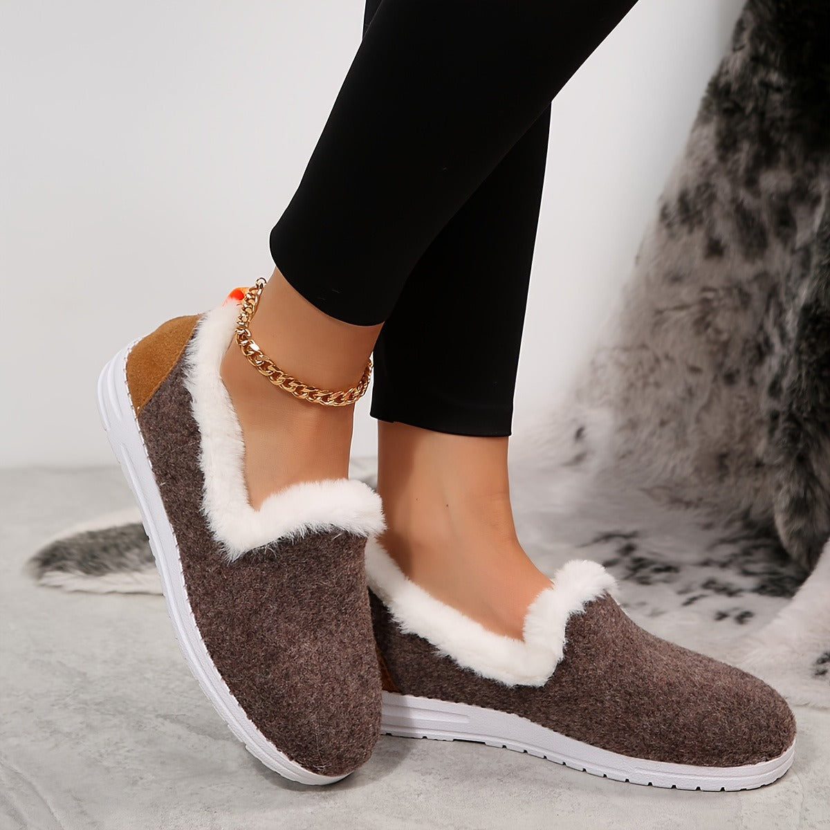 Mocassins d'hiver Femme | Pluche Comfort Schoenen pour Koude Dagen 