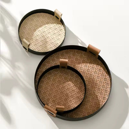 Plateau de service en rotin - Plateau tressé de style nordique pour la décoration intérieure