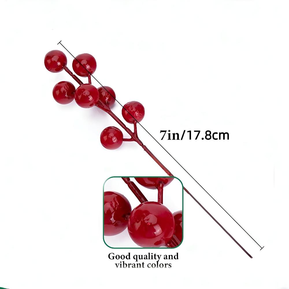 Branches de pin artificielles réalistes avec baies rouges pour la décoration des fêtes