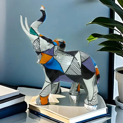 Statue d'éléphant abstraite élégante - Figurine de décoration de luxe