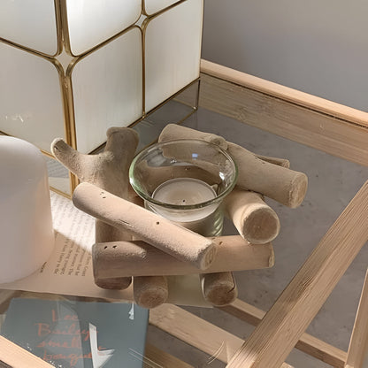 Bougeoir rustique en bois flotté pour la décoration intérieure et une ambiance chaleureuse
