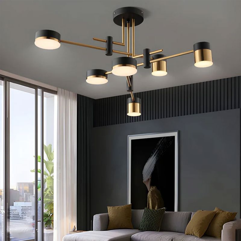 Plafonnier moderne noir et or avec ampoules LED pour une décoration intérieure élégante