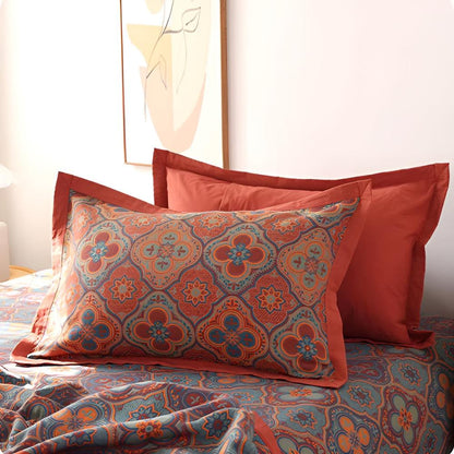 Couvre-lit réversible en coton avec broderie florale pour la literie