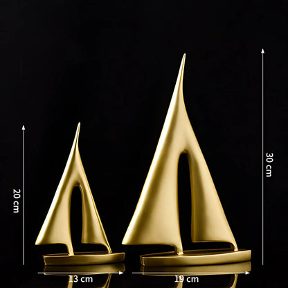 Ensemble de 2 décorations de table minimalistes en forme de voilier pour une décoration intérieure nautique