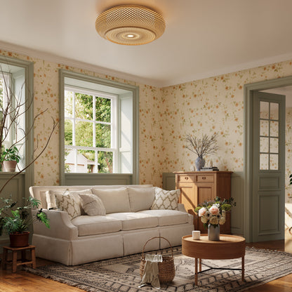 Plafonnier en rotin de bambou de style japonais – Montage encastré ou suspendu