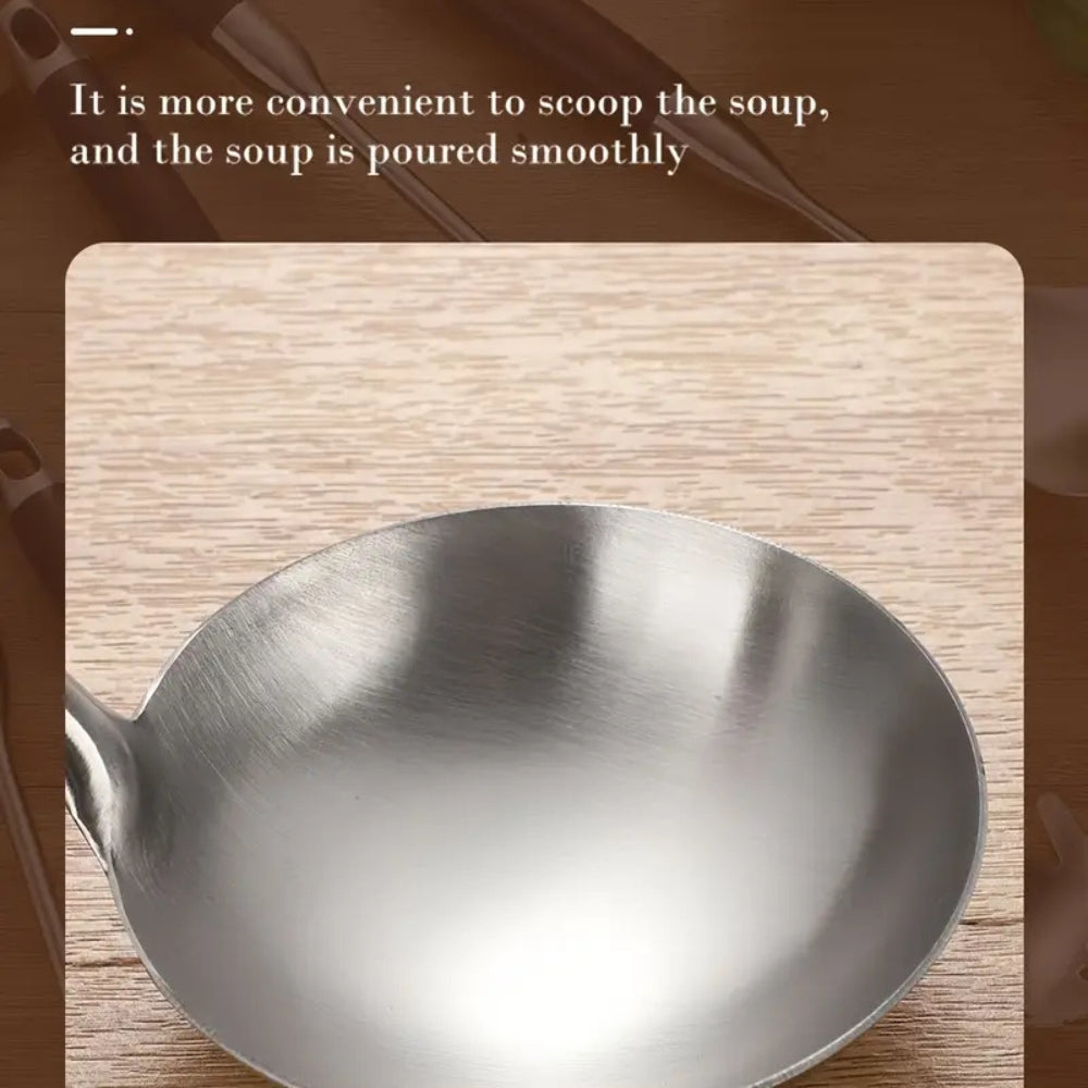 Glänzendes Edelstahl Holzutensilien-Set | 6 pièces