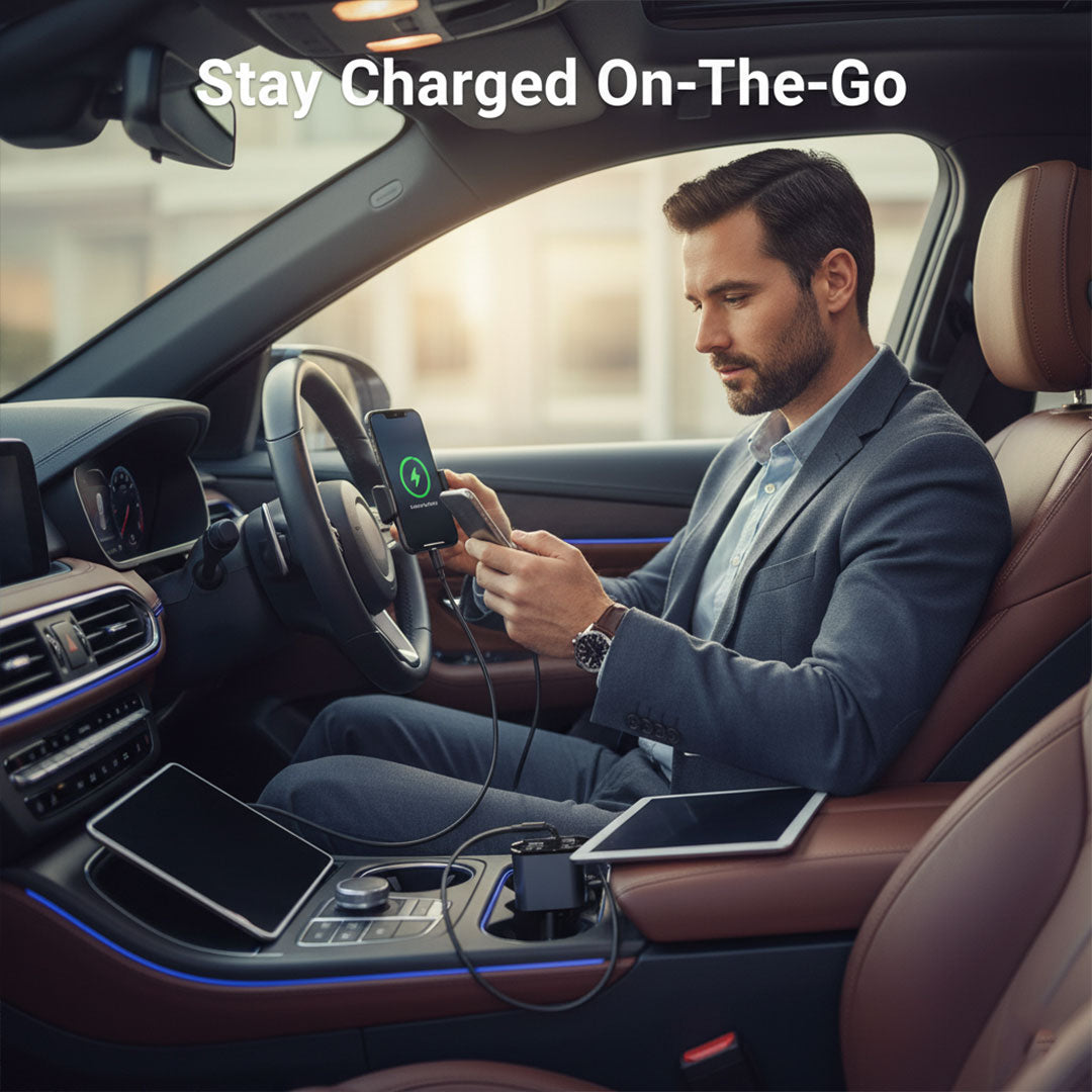 Auto-Ladeadapter - Aufrollbares Kabel - Dual-Port